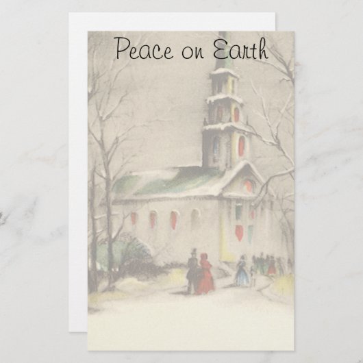 Kerstmis, kerk in winterslaap briefpapier (Voorkant / Achterkant)