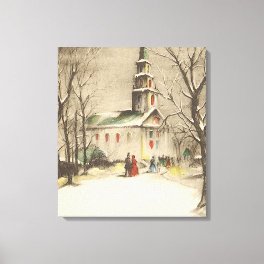 Kerstmis, kerk in winterslaap canvas afdruk (Voorkant)