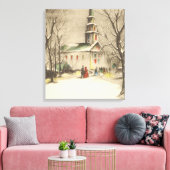 Kerstmis, kerk in winterslaap canvas afdruk (Insitu (Woonkamer))