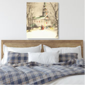 Kerstmis, kerk in winterslaap canvas afdruk (Insitu (Slaapkamer))