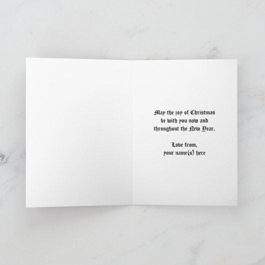 Kerstmis, kerk in winterslaap feestdagen kaart (Binnen)