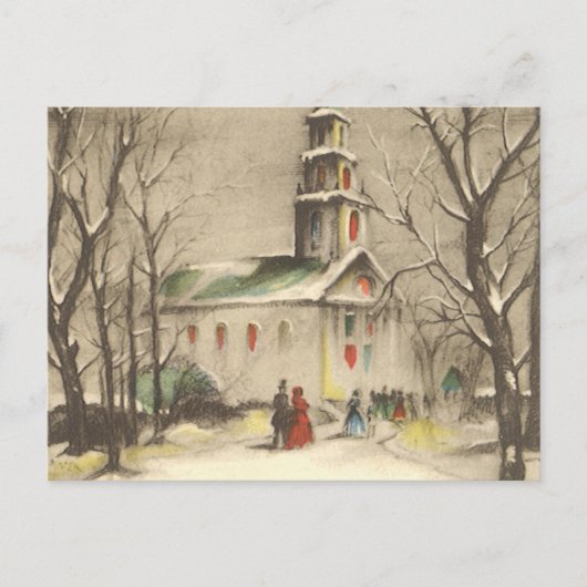 Kerstmis, kerk in winterslaap feestdagenkaart (Voorkant)
