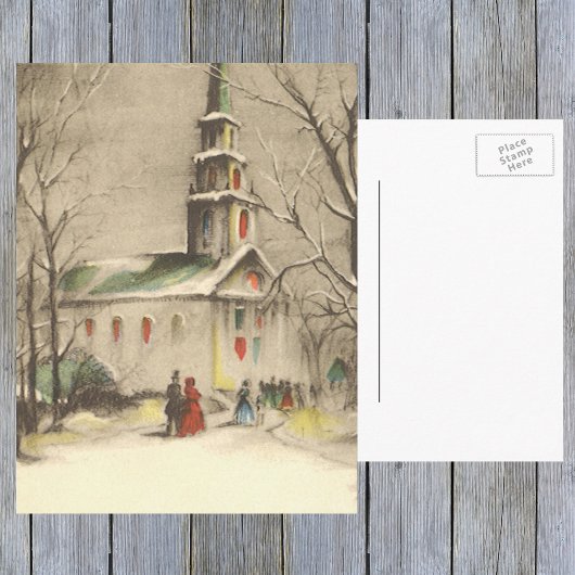 Kerstmis, kerk in winterslaap feestdagenkaart