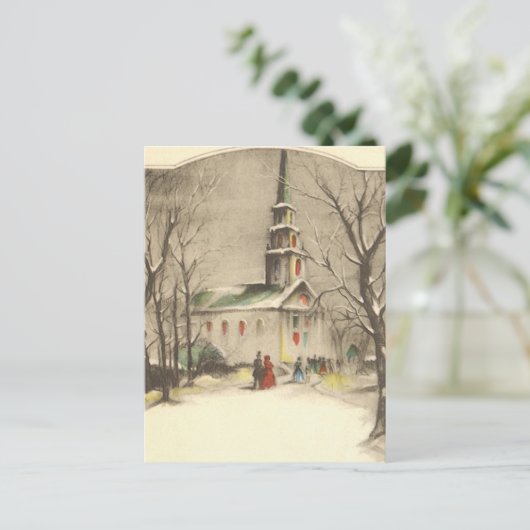 Kerstmis, kerk in winterslaap feestdagenkaart (Staand voorkant)