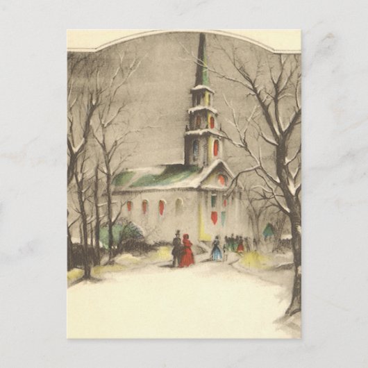 Kerstmis, kerk in winterslaap feestdagenkaart (Voorkant)