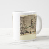 Kerstmis, kerk in winterslaap grote koffiekop (Voorkant rechts)