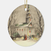 Kerstmis, kerk in winterslaap keramisch ornament (Links)