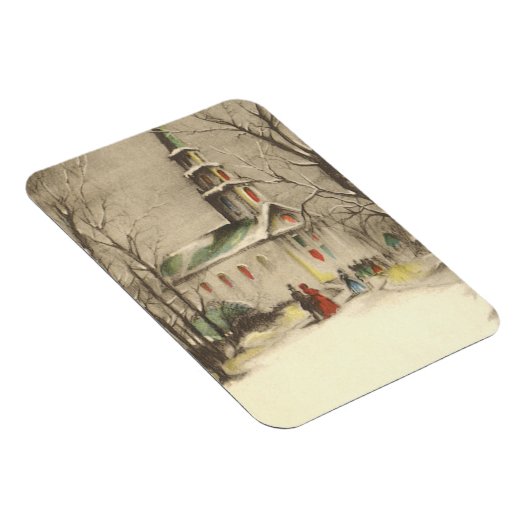 Kerstmis, kerk in winterslaap magneet (Rechterzijde)