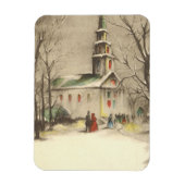 Kerstmis, kerk in winterslaap magneet (Verticaal)