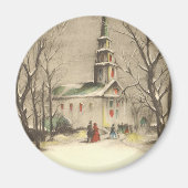 Kerstmis, kerk in winterslaap magneet (Voorkant)