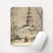 Kerstmis, kerk in winterslaap muismat (Met muis)