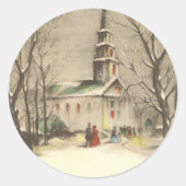 Kerstmis, kerk in winterslaap ronde sticker (Voorkant)