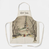 Kerstmis, kerk in winterslaap schort (Voorkant)