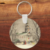 Kerstmis, kerk in winterslaap sleutelhanger (Achterkant)
