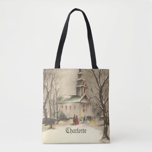 Kerstmis, kerk in winterslaap tote bag (Voorkant)