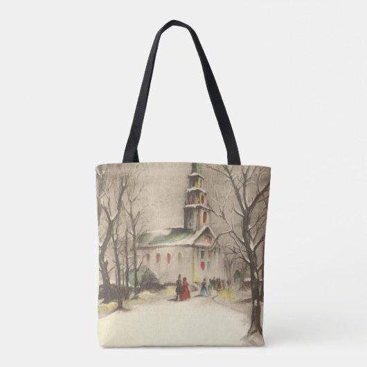 Kerstmis, kerk in winterslaap tote bag (Achterkant)