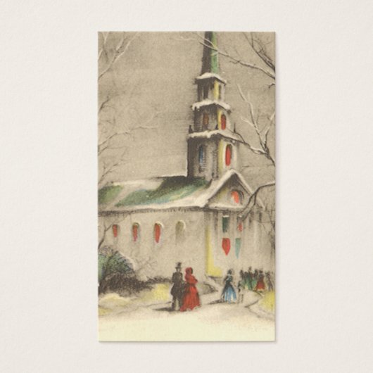 Kerstmis, kerk in winterslaap visitekaartjes (Voorkant)