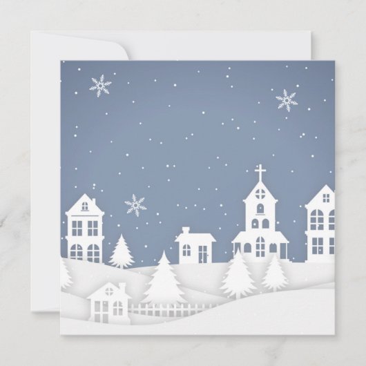 Kerstmis Kerk Landschap Kaart (Voorkant)