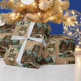 Kerstmis Kerk Victoriaanse Kerstliederen Bellen Ch Cadeaupapier