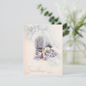 Kerstmis Kerkklok Groeten in Vintage Winterstijl Feestdagenkaart (Staand voorkant)