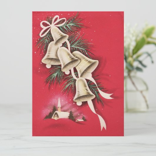 Kerstmis Kerkklok Oud Feestdagenkaart (Staand voorkant)