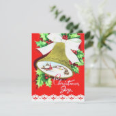 Kerstmis Kerkklok Oud Feestdagenkaart (Staand voorkant)