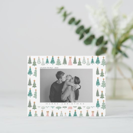 Kerstmis Kerst Familie Foto  Feestdagenkaart (Staand voorkant)