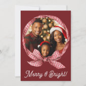 Kerstmis Kerst Foto Kerstkaart Merry & Bright Rood (Voorkant)