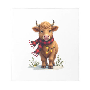 Kerstmis Kerst Highland Koe met Buffalo Plaid  Notitieblok
