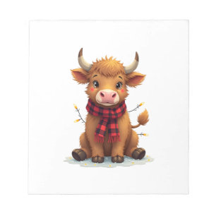 Kerstmis Kerst Hoogland Koe met Buffalo Plaid  Notitieblok