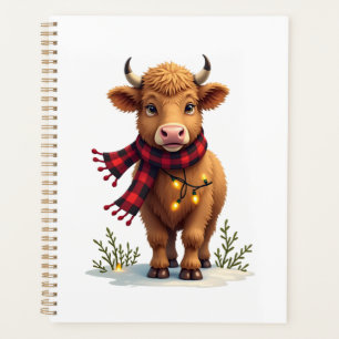Kerstmis Kerst Hoogland Koe met Buffalo Plaid  Planner