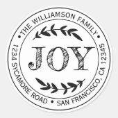 Kerstmis Kerst Rond Retouradres met Landelijke Mod Ronde Sticker (Voorkant)