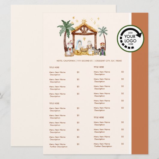 Kerstmis Kerst Thema Restaurant Afhaalmenu Menu (Voorkant / Achterkant)