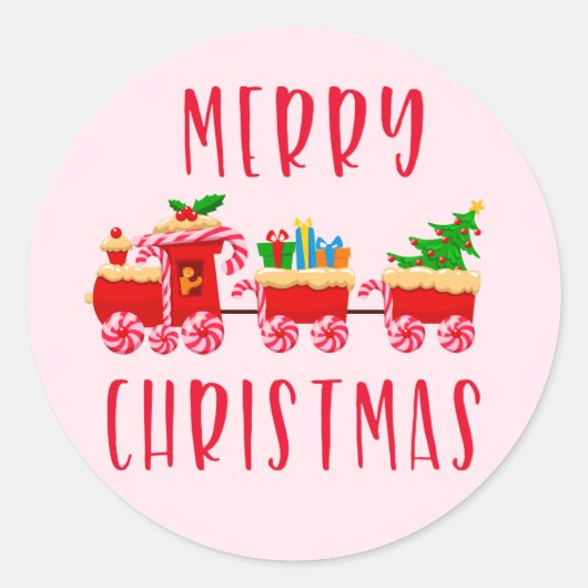 Kerstmis Kerst Trein Vakantie Ronde Sticker (Voorkant)