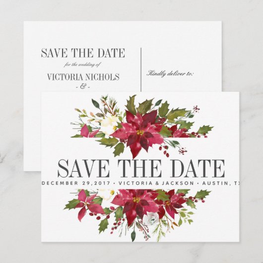 Kerstmis | Kerst Winter TROUWEN reserveer de datum Aankondigingskaart (Voorkant / Achterkant)