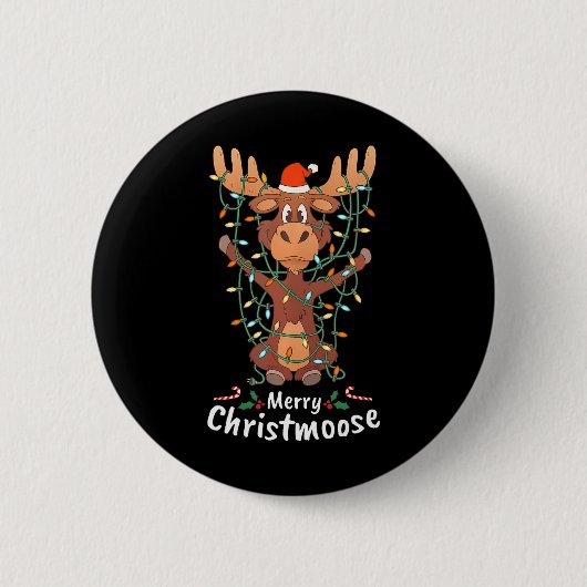 Kerstmis Kerstboom Lichtjes Rendier Ronde Button 5,7 Cm (Voorkant)