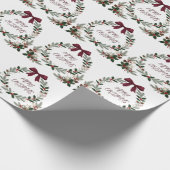 Kerstmis kerstboom lint met rode strik cadeaupapier (Hoek)
