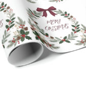 Kerstmis kerstboom lint met rode strik cadeaupapier (Rol Hoek)