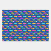 Kerstmis kerstboombomen Wreaten Colorful Blue Inpakpapier Vel (Voorkant 3)