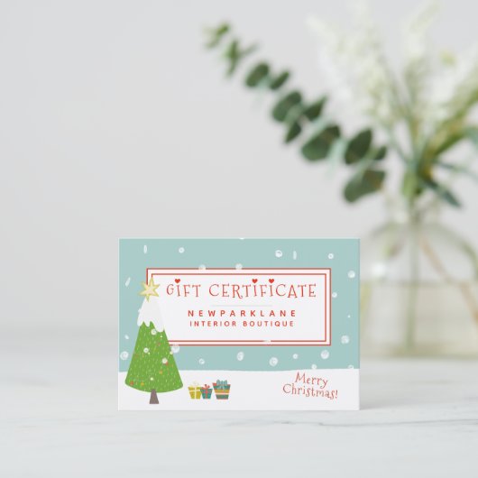 Kerstmis - kerstcadeaubon visitekaartje (Staand voorkant)
