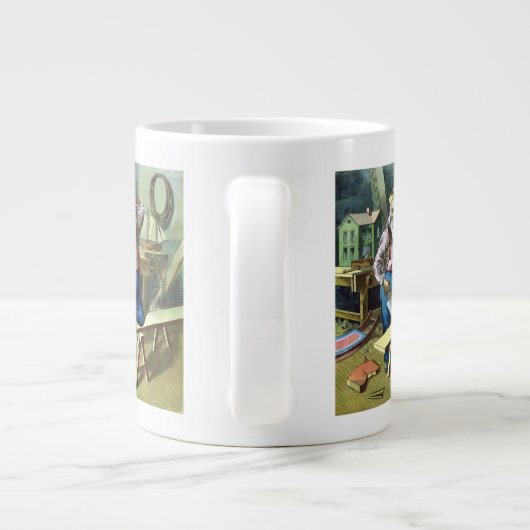 Kerstmis, kerstcadeautjes voor het bouwen van kers grote koffiekop (Achterkant)