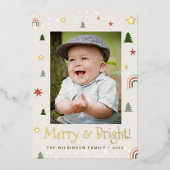 Kerstmis Kerstdennen Sterren Aangepaste Foto Folie Feestdagenkaart (Voorkant)