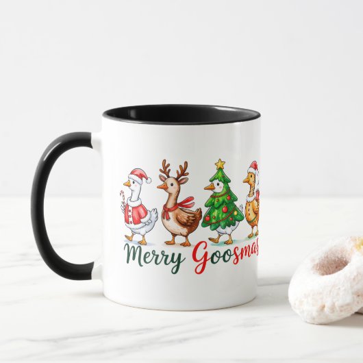 Kerstmis Kerstfeest Funksjonele Gans Tri-Blend T-s Mok (Met donut)