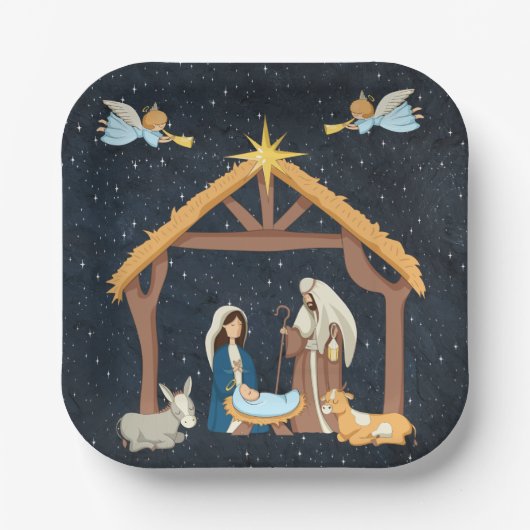 Kerstmis Kerstgeboorte Papieren Bordje (Voorkant)