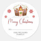 Kerstmis Kersthuis Persoonlijk Ronde Sticker (Voorkant)