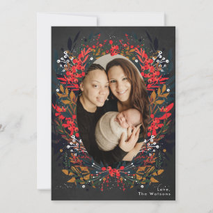 Kerstmis Kerstkaart met Krijt Bloem Berry