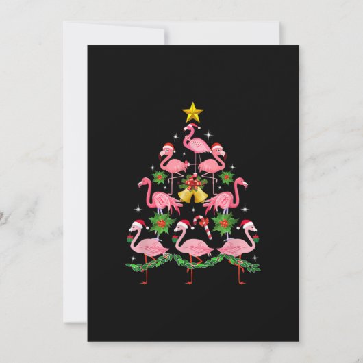 Kerstmis - kerstkerstboom met Cute Flamingo Bedankkaart (Voorkant)