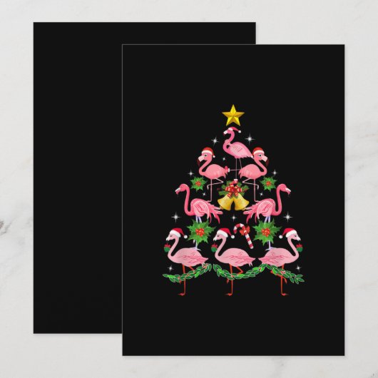 Kerstmis - kerstkerstboom met Cute Flamingo Bedankkaart (Voorkant / Achterkant)