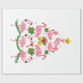 Kerstmis - kerstkerstboom met Cute Flamingo Cadeaupapier (Vlak)