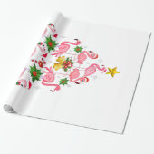 Kerstmis - kerstkerstboom met Cute Flamingo Cadeaupapier (Uitgerold)